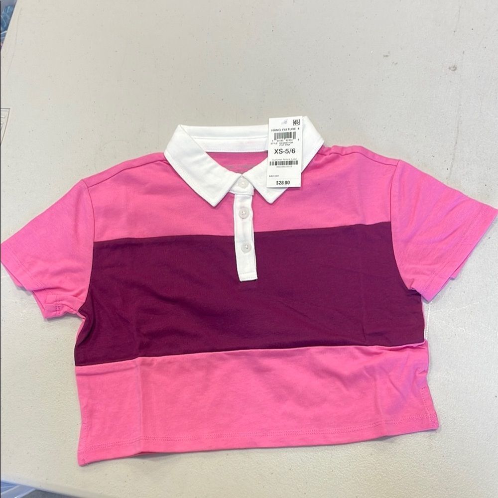 Epic Threads Pink and Purple Color-Blocked Polo